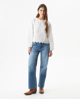 Women's Continuous Embroidered Wide Shirt in Polyester-Cotton Blend, Ceremony - 3