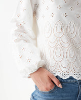 Women's Continuous Embroidered Wide Shirt in Polyester-Cotton Blend, Ceremony - 4