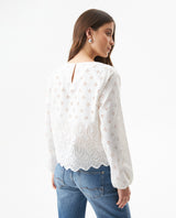 Women's Continuous Embroidered Wide Shirt in Polyester-Cotton Blend, Ceremony - 5