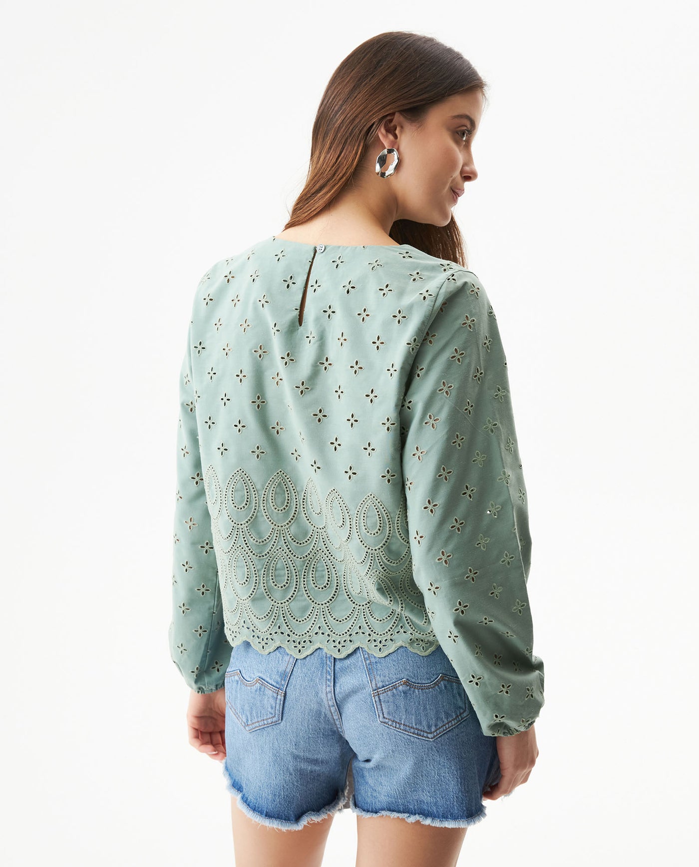 Women's Continuous Embroidered Wide Shirt in Polyester-Cotton Blend, Ceremony - 5