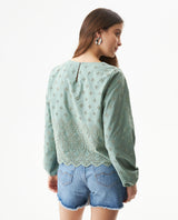 Women's Continuous Embroidered Wide Shirt in Polyester-Cotton Blend, Ceremony - 5