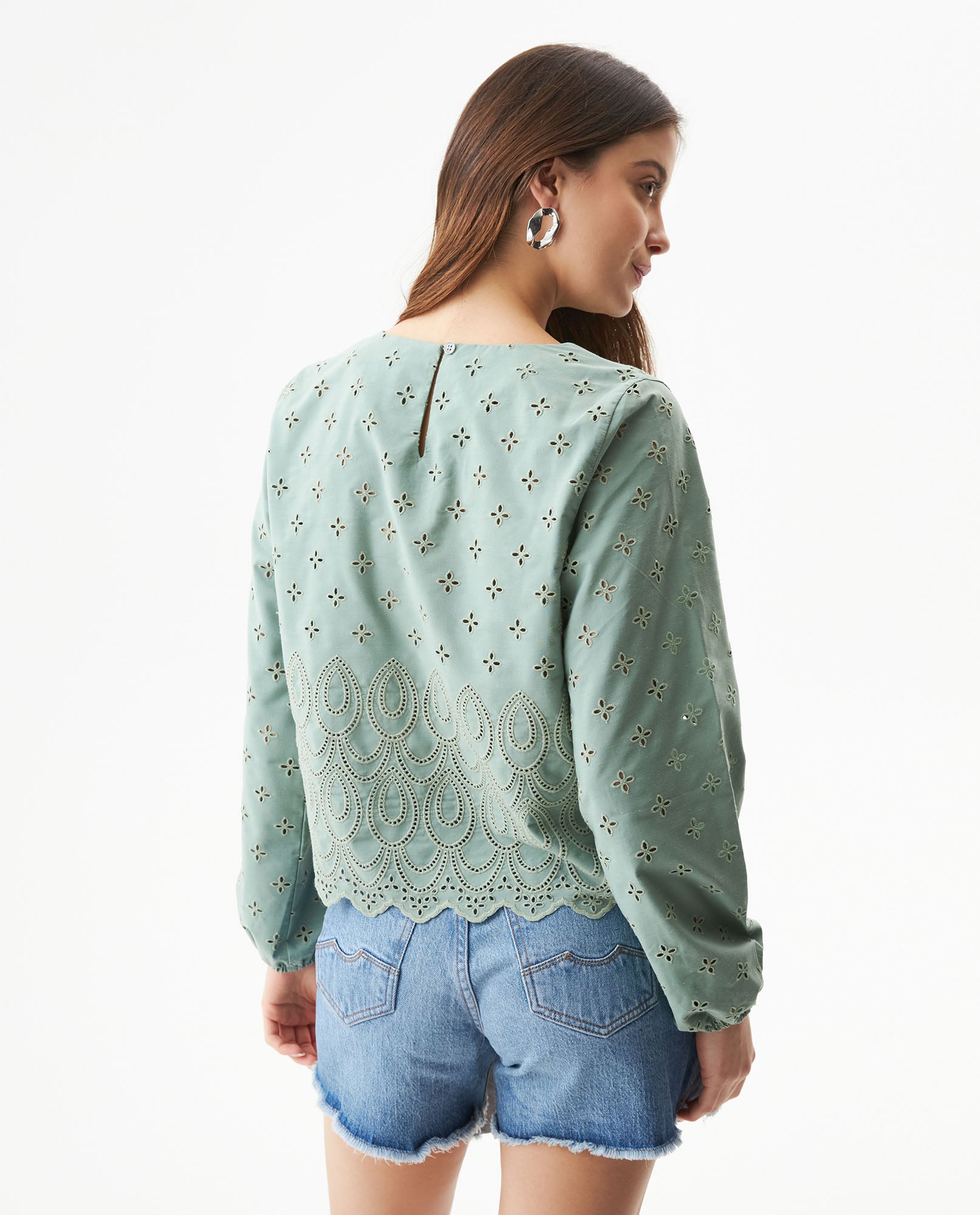 Women's Continuous Embroidered Wide Shirt in Polyester-Cotton Blend, Ceremony - 5