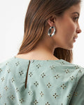 Women's Continuous Embroidered Wide Shirt in Polyester-Cotton Blend, Ceremony - 6