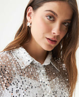 Women's Sequined Regular Fit Shirt in Polyester Stretch Blend, Ballroom - 4