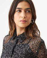 Women's Sequined Regular Fit Shirt in Polyester Stretch Blend, Ballroom - 4