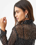 Women's Sequined Regular Fit Shirt in Polyester Stretch Blend, Ballroom - 6