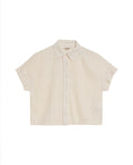 Women's Stone Accent Striped Short Sleeve Shirt in Polyester, Plaza - 1