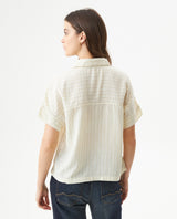 Women's Stone Accent Striped Short Sleeve Shirt in Polyester, Plaza - 5