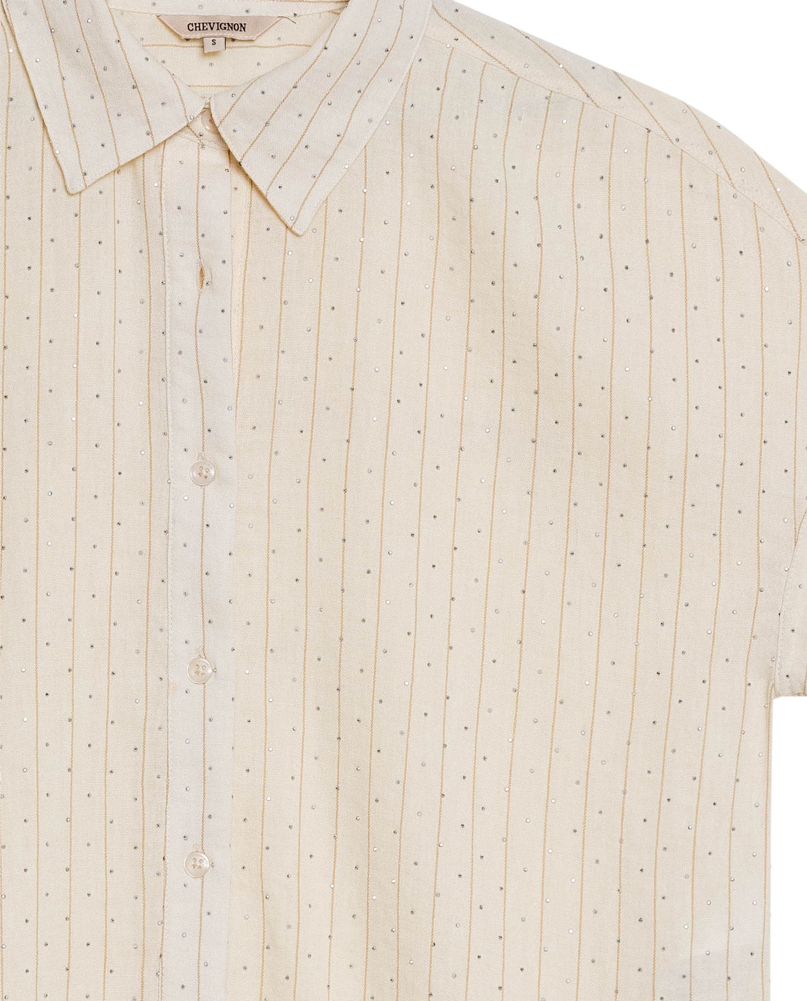 Women's Stone Accent Striped Short Sleeve Shirt in Polyester, Plaza - 7