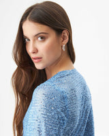 Women's Sequined Wide V-Neck Blouse in Polyester Stretch Blend, Festive - 6