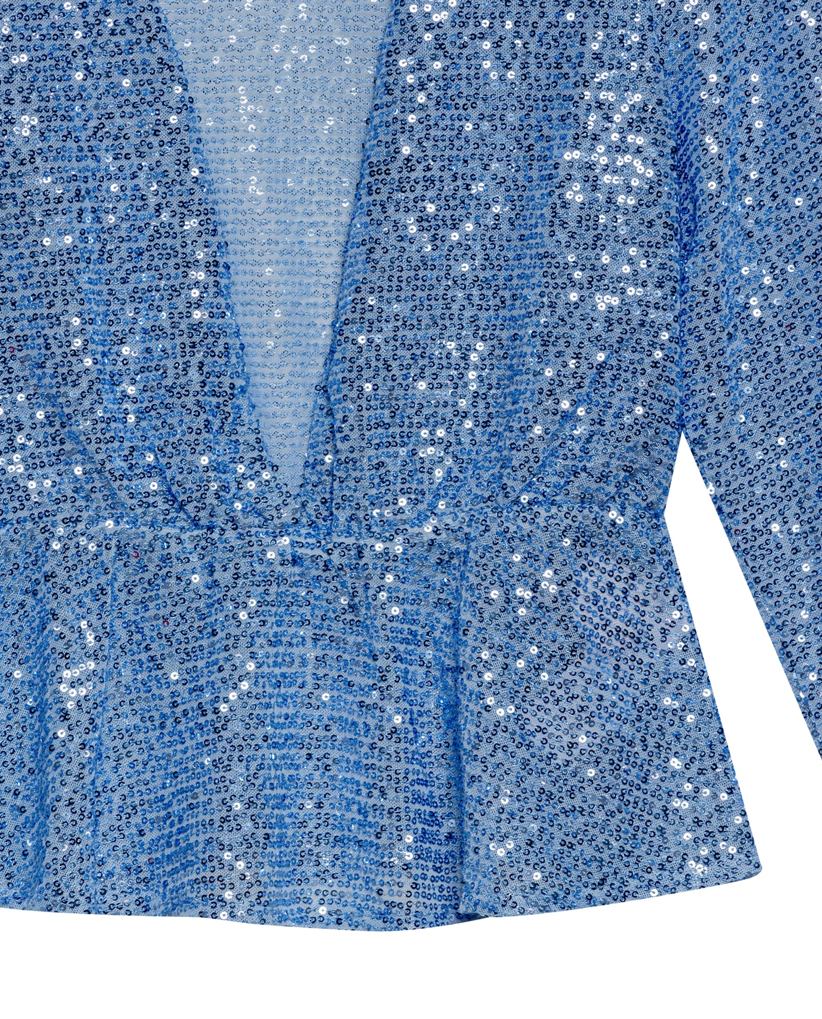 Women's Sequined Wide V-Neck Blouse in Polyester Stretch Blend, Festive - 7