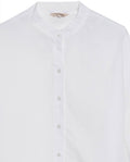 Women's Mandarin Collar Cropped Straight Shirt in Cotton, Coastline - 7