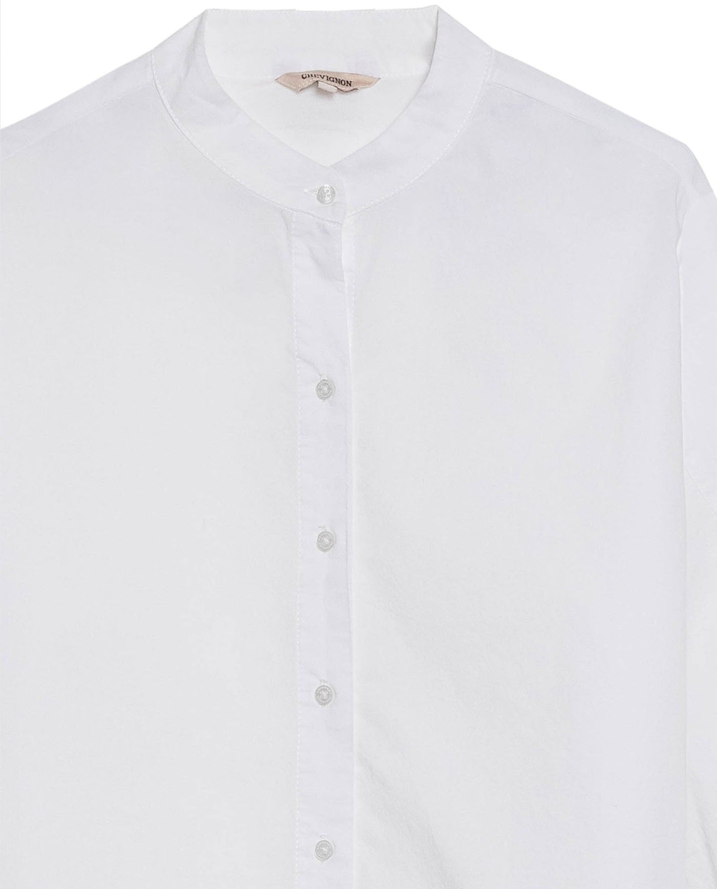 Women's Mandarin Collar Cropped Straight Shirt in Cotton, Coastline - 7