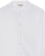 Women's Mandarin Collar Cropped Straight Shirt in Cotton, Coastline - 7