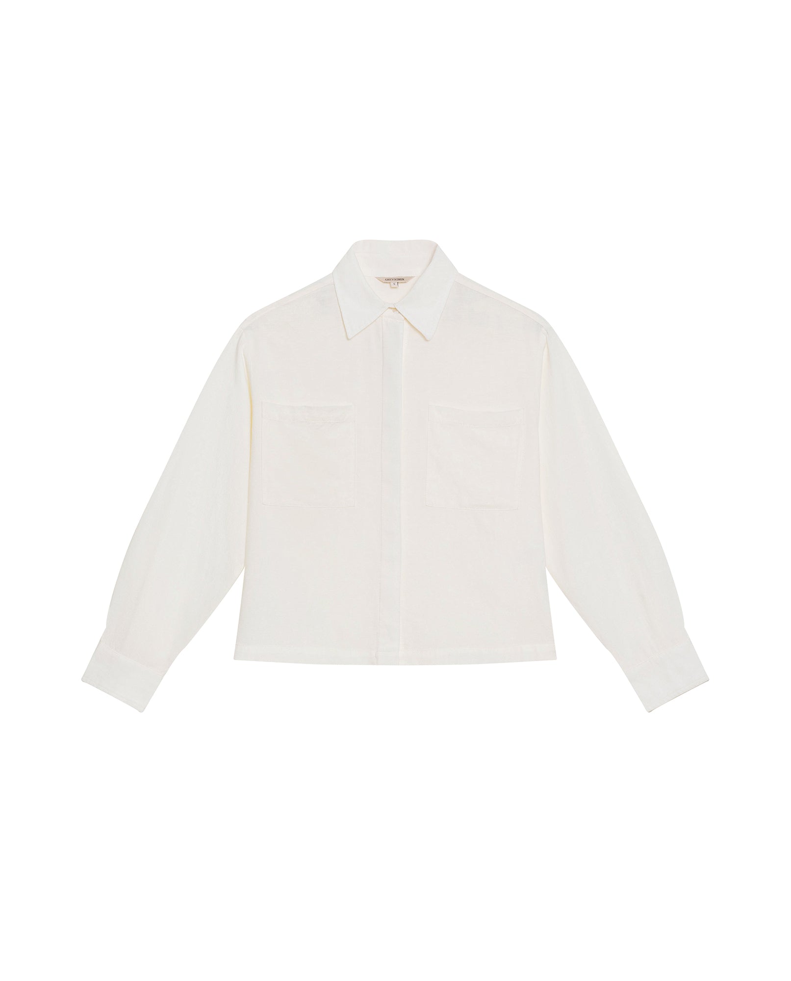 Women's Patch Pocket Straight Shirt in Rayon-Linen Blend, Celebration - 1