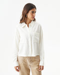 Women's Patch Pocket Straight Shirt in Rayon-Linen Blend, Celebration - 2