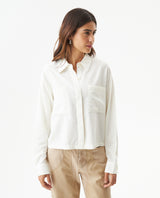 Women's Patch Pocket Straight Shirt in Rayon-Linen Blend, Celebration - 2