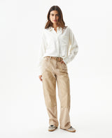 Women's Patch Pocket Straight Shirt in Rayon-Linen Blend, Celebration - 3