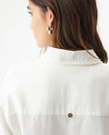 Women's Patch Pocket Straight Shirt in Rayon-Linen Blend, Celebration - 6
