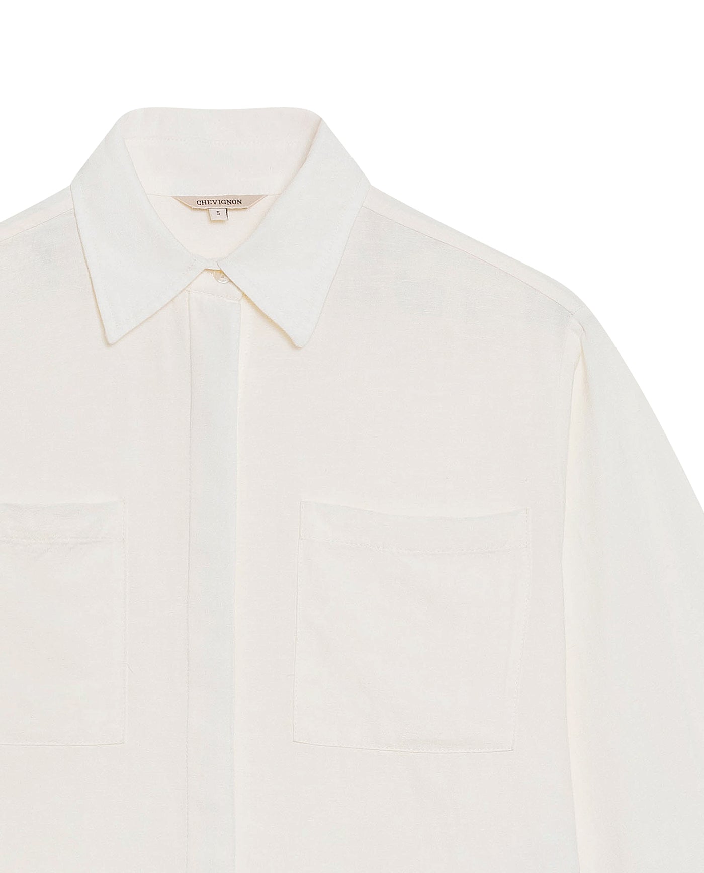 Women's Patch Pocket Straight Shirt in Rayon-Linen Blend, Celebration - 7