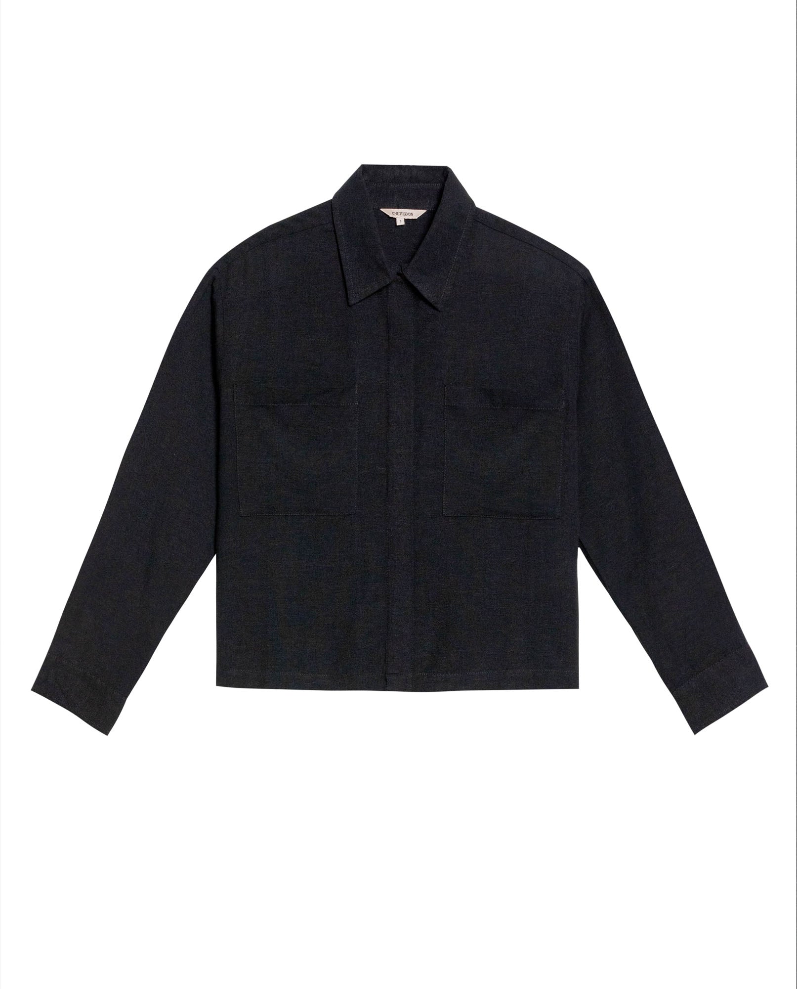 Women's Patch Pocket Straight Shirt in Rayon-Linen Blend, Celebration - 1