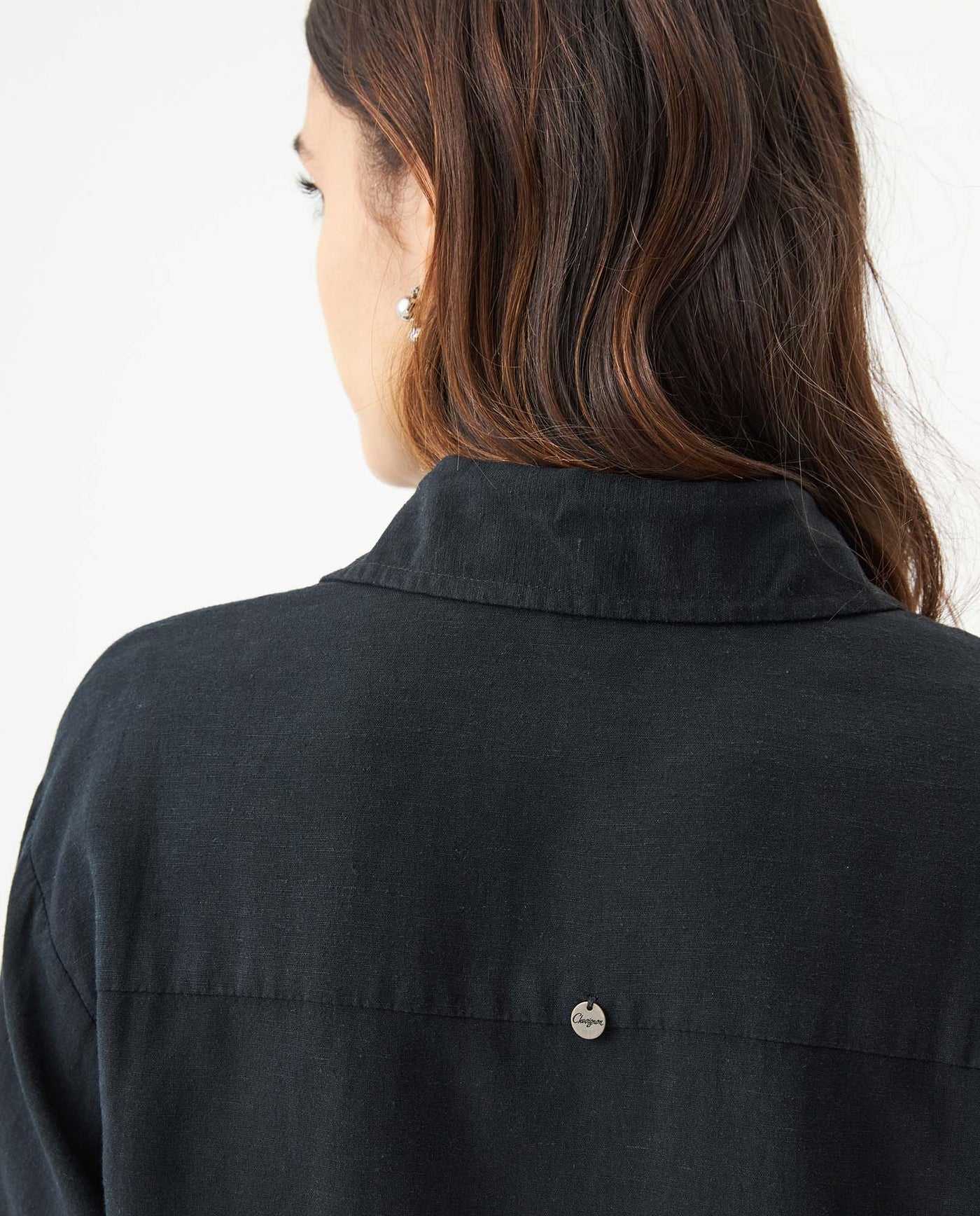 Women's Patch Pocket Straight Shirt in Rayon-Linen Blend, Celebration - 6