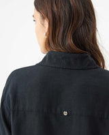 Women's Patch Pocket Straight Shirt in Rayon-Linen Blend, Celebration - 6