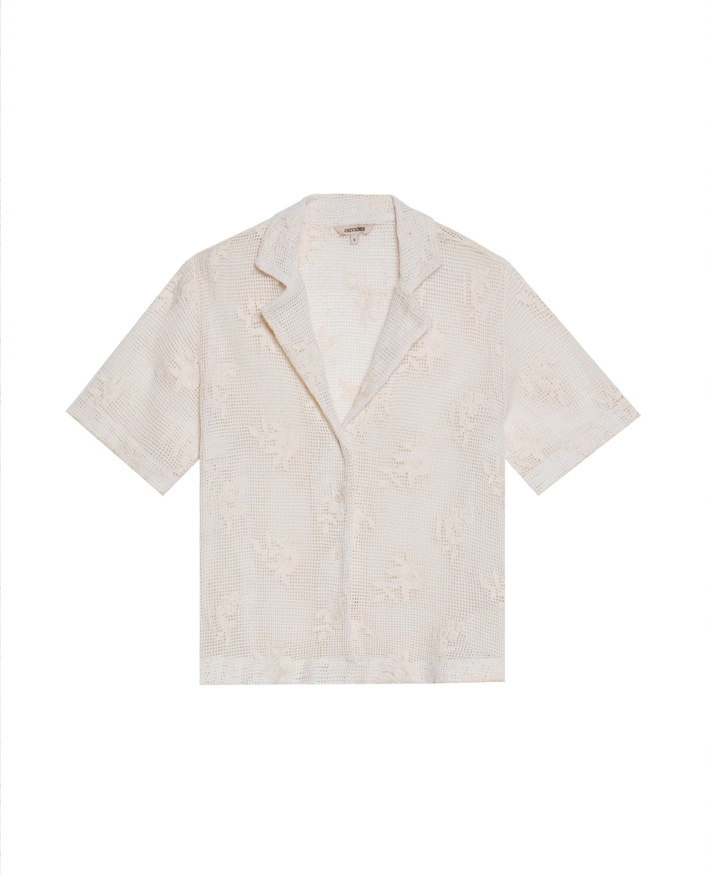 Women's Crochet Straight Fit Shirt in Cotton, Heritage - 1