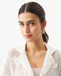 Women's Crochet Straight Fit Shirt in Cotton, Heritage - 4