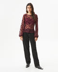 Women's Embroidered Sheer Straight Fit Blouse in Polyester, Coordinates - 4