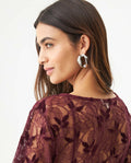 Women's Embroidered Sheer Straight Fit Blouse in Polyester, Coordinates - 7