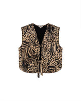 Women's Animal Print Tie-Front Vest in Viscose-Rayon Blend, Waypoint - 1