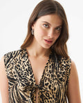 Women's Animal Print Tie-Front Vest in Viscose-Rayon Blend, Waypoint - 4