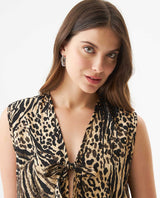 Women's Animal Print Tie-Front Vest in Viscose-Rayon Blend, Waypoint - 4