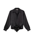 Women's Satin Effect Wide V-Neck Blouse in Viscose-Polyester Blend, Gala - 1