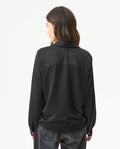 Women's Satin Effect Wide V-Neck Blouse in Viscose-Polyester Blend, Gala - 5