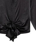 Women's Satin Effect Wide V-Neck Blouse in Viscose-Polyester Blend, Gala - 7