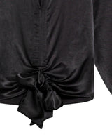 Women's Satin Effect Wide V-Neck Blouse in Viscose-Polyester Blend, Gala - 7