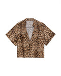 Women's Animal Print Flutter Sleeve Straight Fit Blouse in Viscose, Mariner - 1