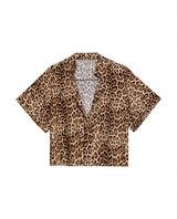 Women's Animal Print Flutter Sleeve Straight Fit Blouse in Viscose, Mariner - 1