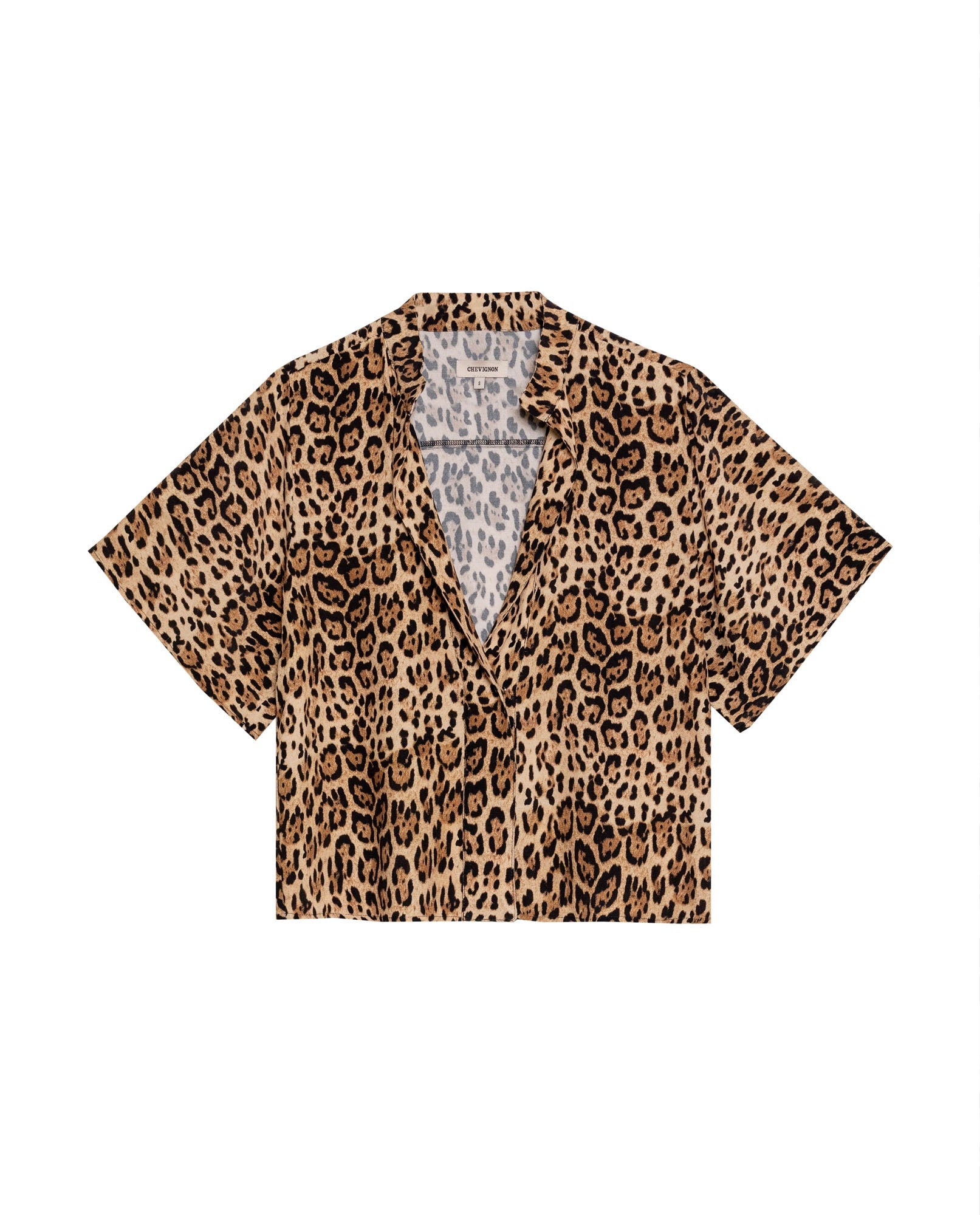 Women's Animal Print Flutter Sleeve Straight Fit Blouse in Viscose, Mariner - 1