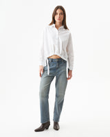 Women's Oversized Shirt in Lyocell-Cotton Blend, Jetty - 3