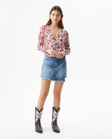 Women's Fitted V-Neck Blouse in Recycled Polyester Blend, Sailor - 3