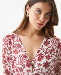Women's Fitted V-Neck Blouse in Recycled Polyester Blend, Sailor - 4