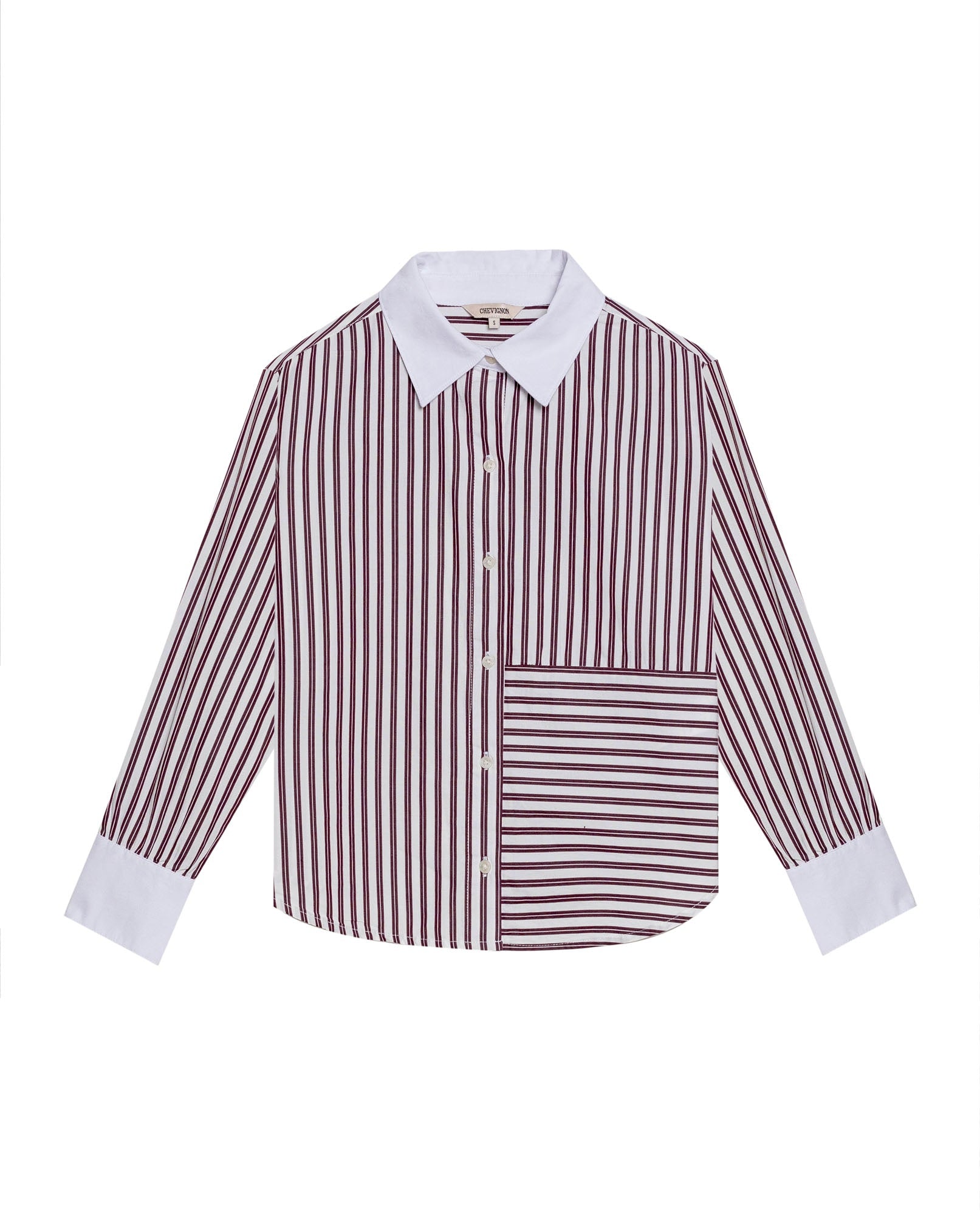 Women's Stripe Detail Cropped Straight Fit Shirt in Cotton Stretch Blend, Dockside - 1