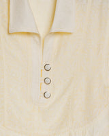 Women's Cut Detail Wide Short Sleeve Shirt in Rayon-Nylon Blend, Maritime - 7