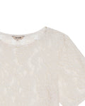 Women's Boxy Cropped Sheer Short Sleeve Blouse in Cotton-Polyamide Blend, Horizon - 7