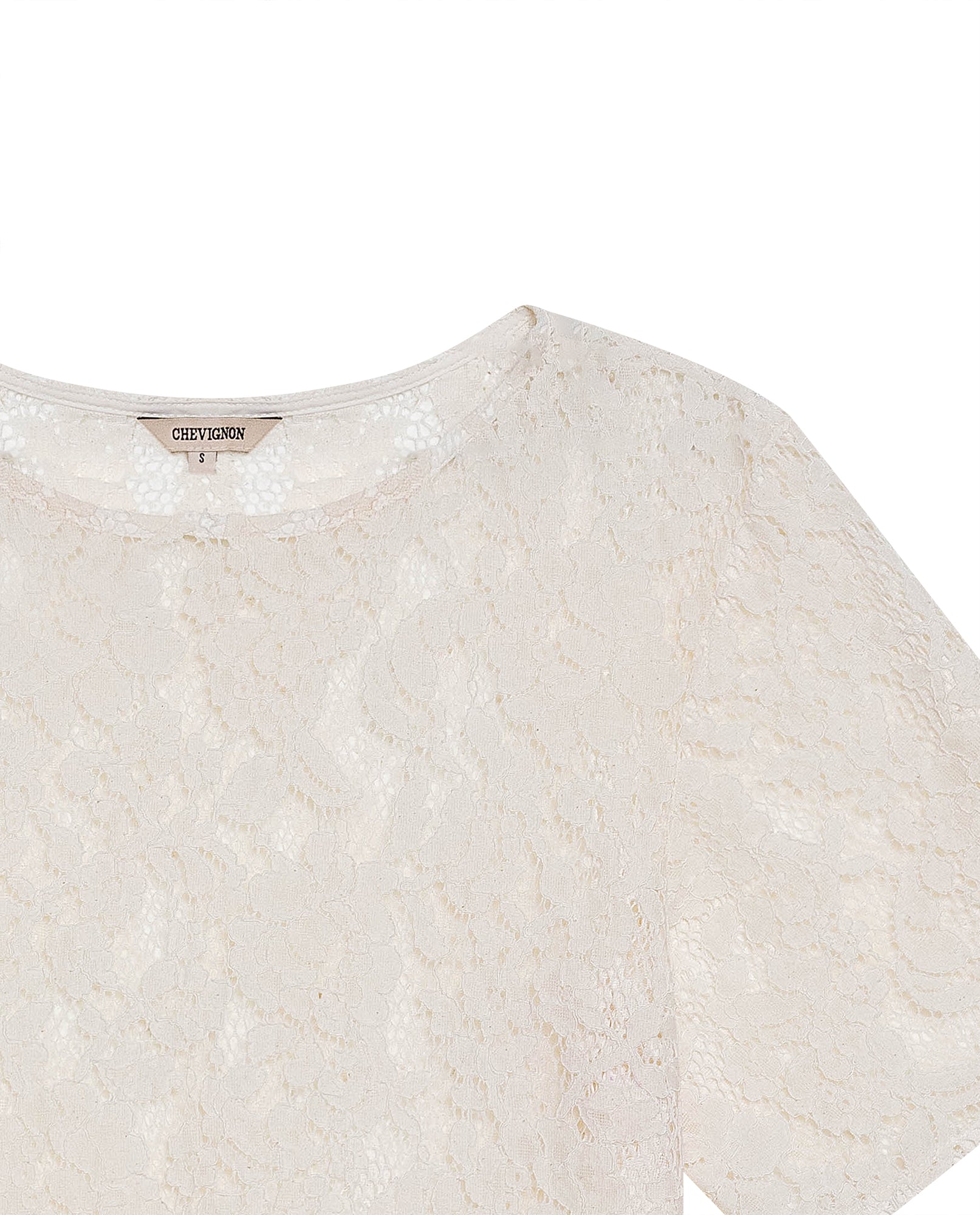 Women's Boxy Cropped Sheer Short Sleeve Blouse in Cotton-Polyamide Blend, Horizon - 7