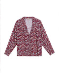 Women's Bohemian Print Wide Mandarin Collar Shirt in Viscose, Harbor - 1
