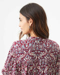 Women's Bohemian Print Wide Mandarin Collar Shirt in Viscose, Harbor - 6